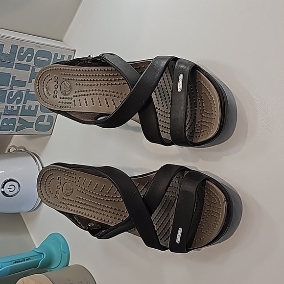 Crocs, high heels sandals, waterproof. Brown size 10 - Picture 1 of 5